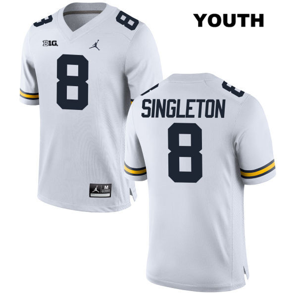 Youth NCAA Michigan Wolverines Drew Singleton #8 White Jordan Brand Authentic Stitched Football College Jersey LO25Y70AR